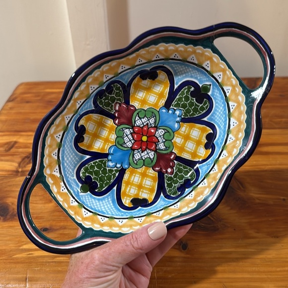 Talavera Mexican Folk Art Handpainted Bowls w/ Handles Set of 2 - Picture 6 of 10